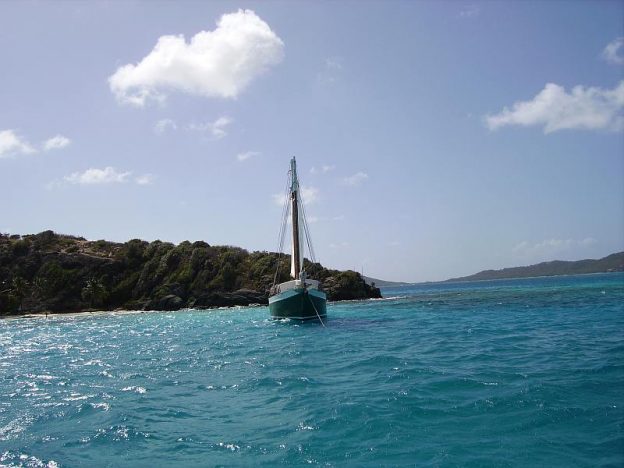 Wooden ship anchored in the Grenadines.