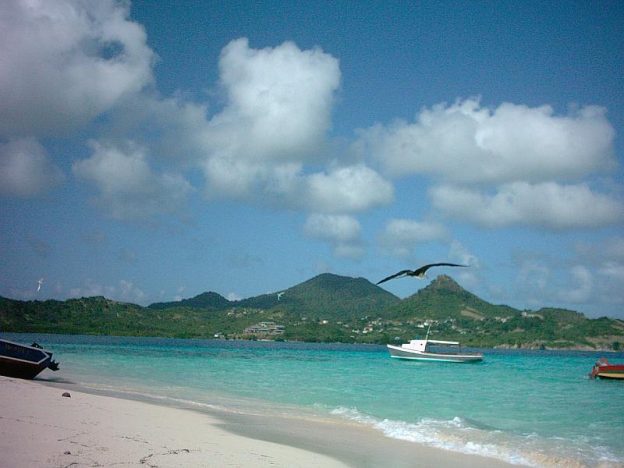 Cassada Bay seen from the beach of White Island.