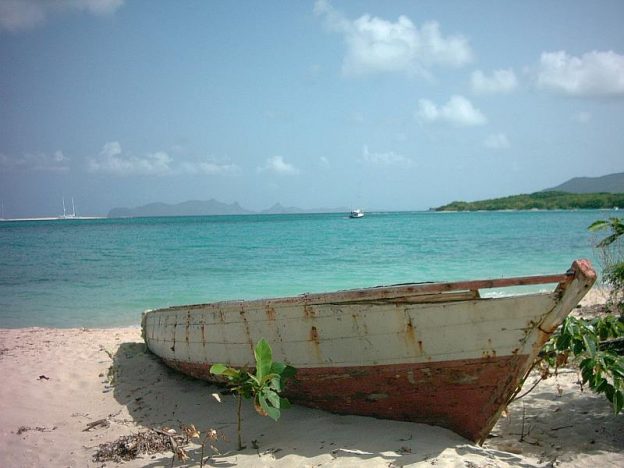 Old boat on Paradise beach Carriacou.
