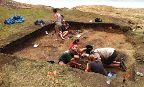 Archeologists uncovering part of the site.