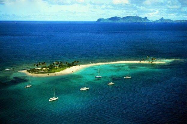 Sandy island aerial view.