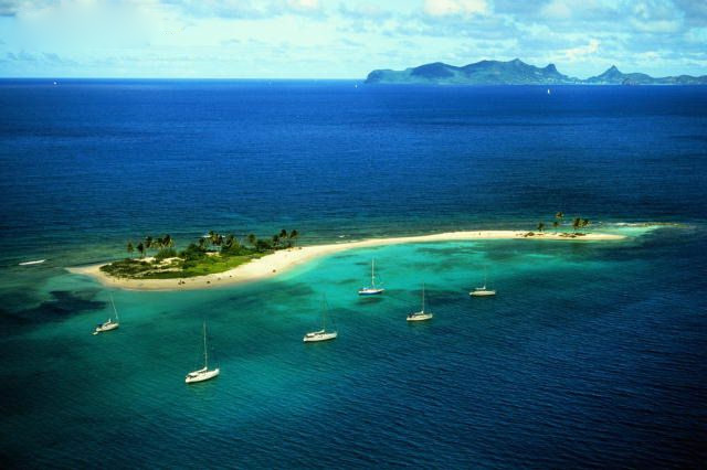 Sandy island aerial view.