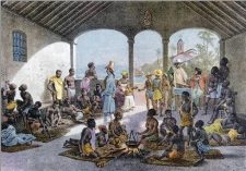 Slaves on sale in the Caribbean markets.