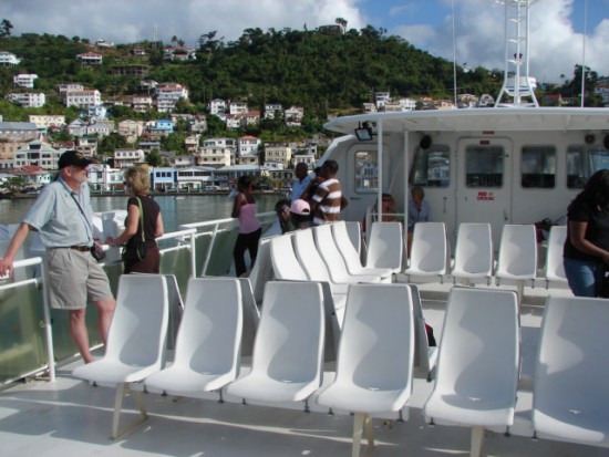 Seats on the Osprey Ferry deck.