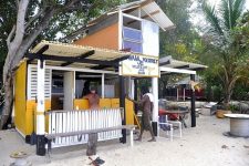 Banana jo merit museum and bar on paradise beach.