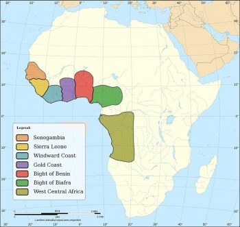 Countries where the slaves originated.