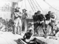 Ship transport of Africans to the Caribbean.