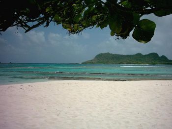 View of Saline Island from White Island Carriacou.